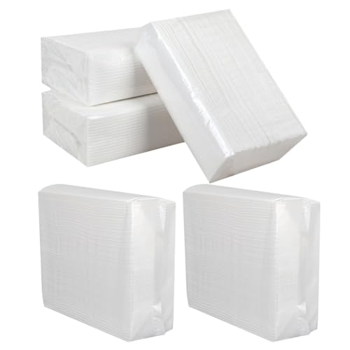 Serviettes essuie-mains en papier blanc Vaguelly, 5 paquets de 120 feuilles pour cuisine