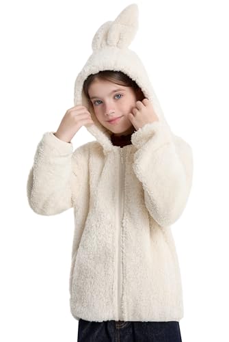 solomate Girl Fall Winter Outwear Rabbit Ear Decoration Jackets Outerwear Zip-up Jacket Toddler Hoodie Sweatshirt
