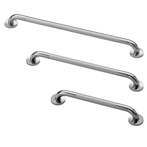 Commercial Grab Bar Bundle - ADA Compliance - Handicap Grab Bars with Knurled Grip for Restrooms, Stainless Steel - 1.5" Diameter - 18", 36", 42" - Pack of 3