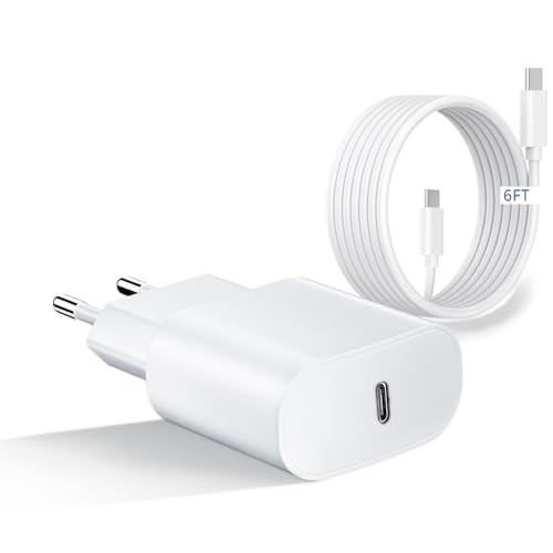 WeaxiTex 25 W USB C oplader, oplaadkabel voor iPhone 16, 15/16e, 16, 15 Pro/16, 15 Pro Max/16, 15 Plus, USB C-adapter met 2 m kabel voor iPad Pro/Air/A16/10 generatie, stekker, snellader