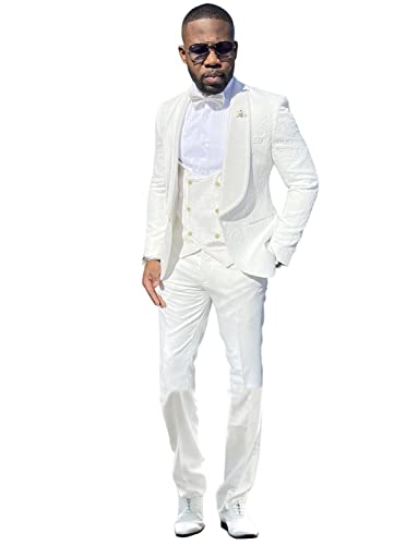 Costume trois pièces homme jacquard haut de gamme avec gilet double boutonnage
