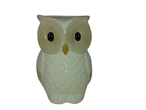 mauro ferretti Porcelain Vase Owl Creamy 12 x 17 cm