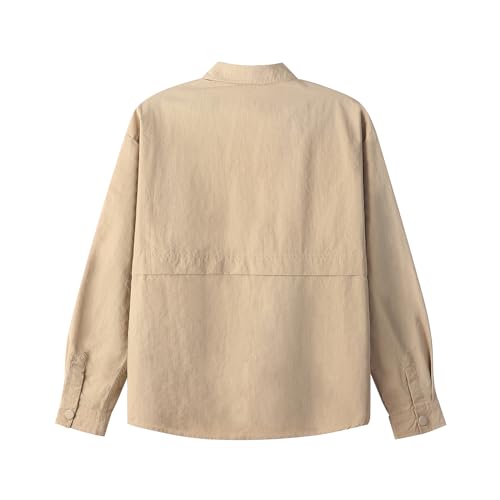 LittleSpring Boys Long Sleeve Button Down Shirts with Pockets 4-16 Years2