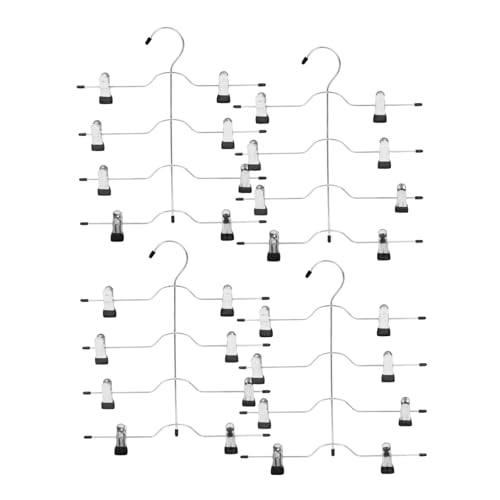 Unomor 4pcs Multi Skid Pants Hangers with Clips Space Saving Clothing Organizer for Women Stylish and Practical Design for Neat Closet Storage for Skirts and Trousers