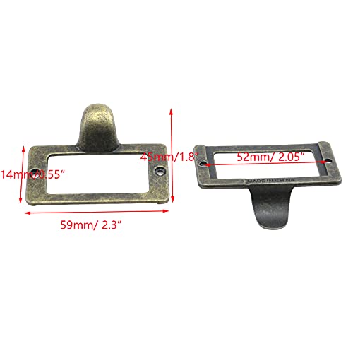 Antrader 2.3" X 1.8" Zinc Alloy Frame Tag Label Holder Office Library File Cabinet Drawer Pull Handles With Screws, Bronze Tone, 5-Pack #TOP1