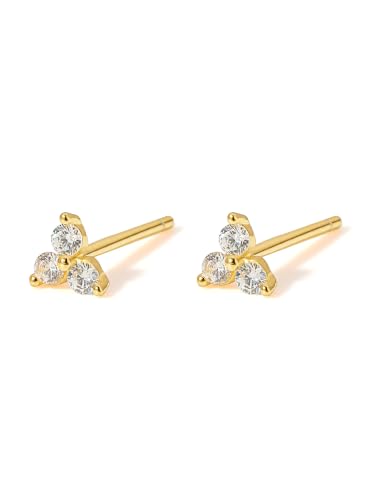 Image of S925 Sterling Silver Earrings, Hypoallergenic Stud for Women & Men | Minimalist Dainty Design, Solid 925 Sterling Silver or with 18K Gold Plate, Daily /Party Wear, Birthday Gift, Silver or Gold
