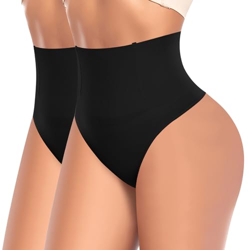 Image of Werena Tummy Control Thong Shapewear for Women High Waist Shaping Underwear Seamless Thongs Panties