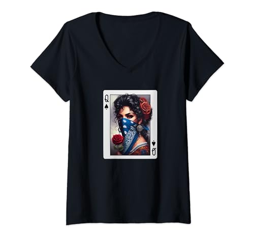 Mujer Chicana Chicano Camisa Lindo Chicano Tatuaje Arte Camiseta Cuello V