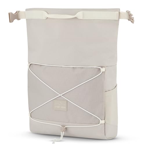Johnny Urban Messenger Bag Herren Damen Beige - Dylan - Rolltop Schultertasche mit abnehmbaren Schultergurt - Zubehör für Travel Outdoor Camping Rucksack - Viele Taschen & Fächer