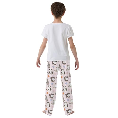 Cartoon Cat and Star Boys Pants for Kids Jogger Pants with Pockets S-XL3