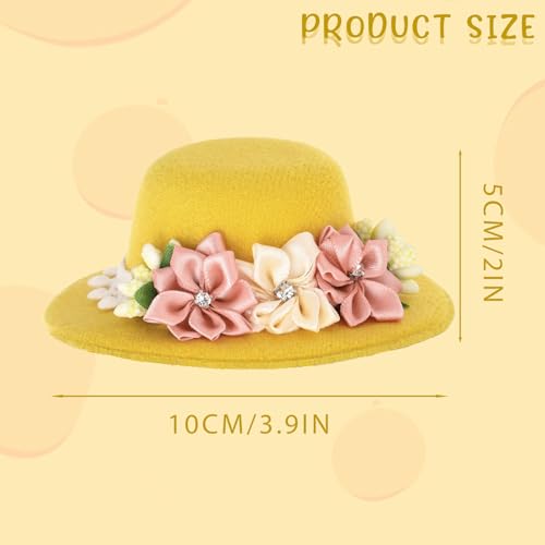 Bohend Mini Fascnator Hat Flower Hair Clip Girls Cute Tea Party Hats Women Accessory Yellow4