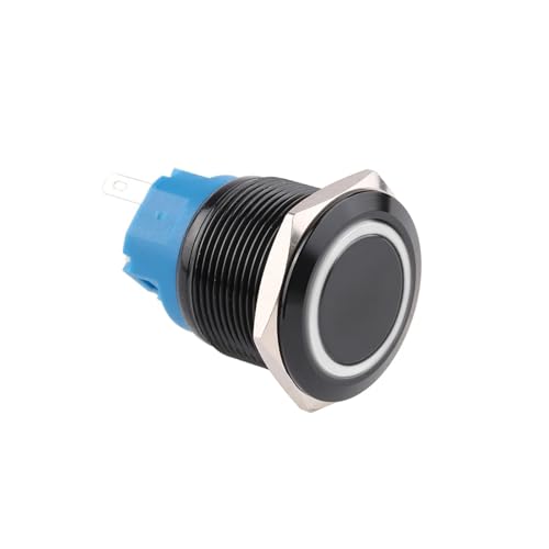 Bouton-poussoir étanche 22 mm avec anneau lumineux LED blanc 24V