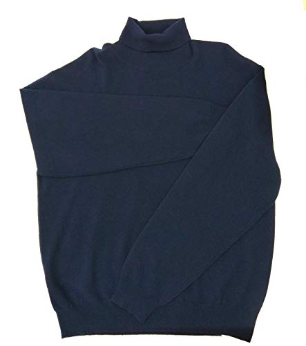 Hima Men's 100% Cashmere Turtleneck Sweater (Navy)-XL