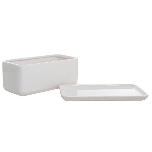 Image of MyGift White Ceramic Succulent Planter with Drainage & Saucer, 2 Pack