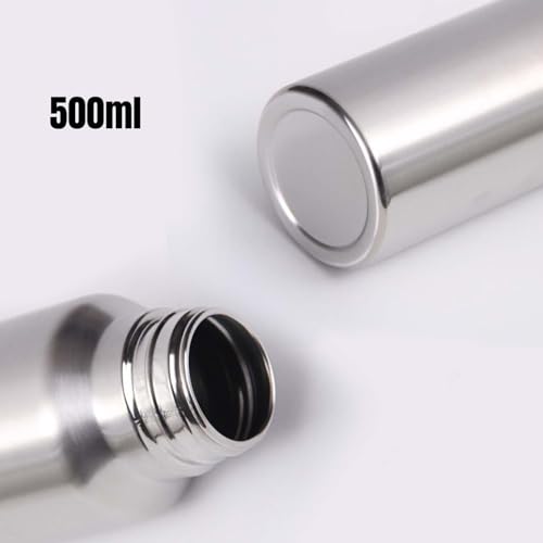 Image of Stainless Steel Water Bottle 500ml | Leak Proof, Rust Proof & BPA Free Small Metal Drinking Bottle | Reusable Steel Water Bottle for School, Gym, Yoga & Office | Durable Fridge Friendly Bottle