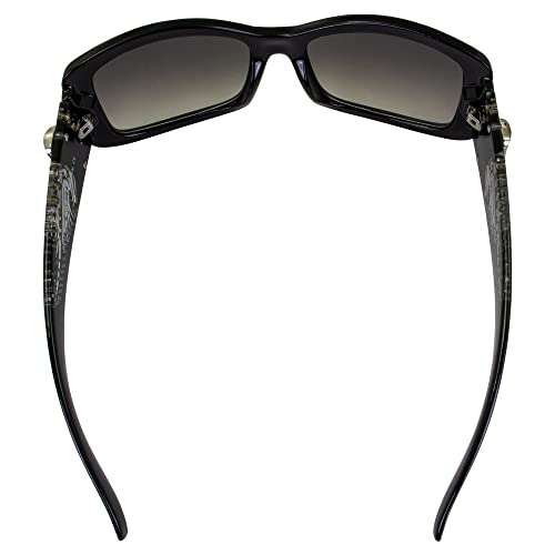 Rodeo Queen Belle Women’s Fashion Sunglasses Black Frame w/Bling Rhinestones & Smoke Gradient Lens4