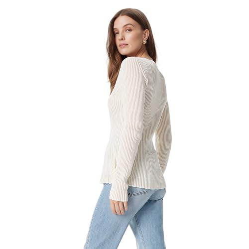 Women's Gia Contour Fit with Flare Hem Knit Pullover Sweater Standard, Gardenia4
