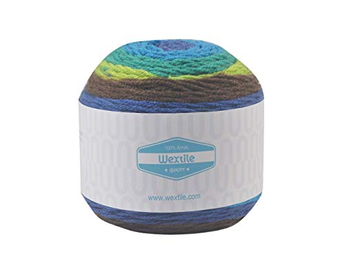 Ovillos Grandes de Hilado autoextraíble - Juego de 1 madejas Wextile Estambre Multicolor Acrílico, Increíble Tejido de Punto Perfecto para Ganchillo & Tejer, 350 Metros 380 Yardas por madeja.
