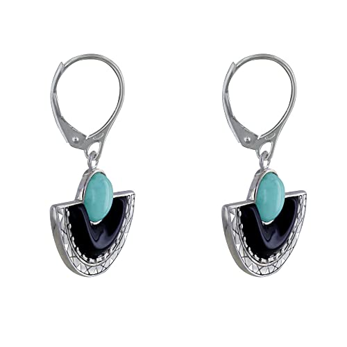 Boucles d'oreilles Larimar et perle en argent sterling de prestige