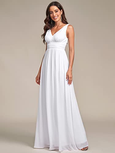 Image of Ever-Pretty Womens Floor Length Semi Formal Wedding Bridal Dress 8 US White