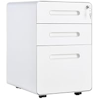 Vinsetto Lockable File Cabinet with 3 Drawers, Anti-tilt Design, White