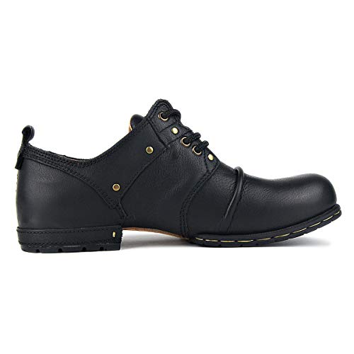 Image of OSSTONE Moto Boots for Men Fashion lace-up Leather Chukka Boots Casual Shoes OS-6015-1-RED-BROWN-R