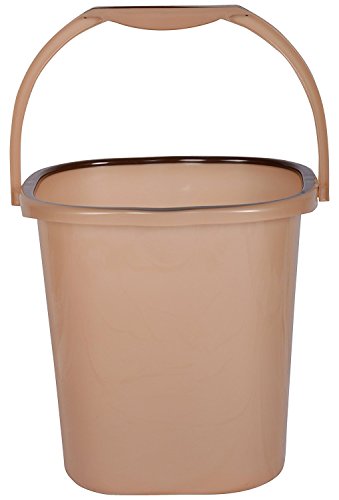 Image of Nayasa Plastic Bucket and Mug Set, 18 Litre Heavy Duty Water Bucket with Matching Mug, BPA-Free Durable Bathroom Bucket for Bathing, Cleaning, Laundry & Household Use, Brown