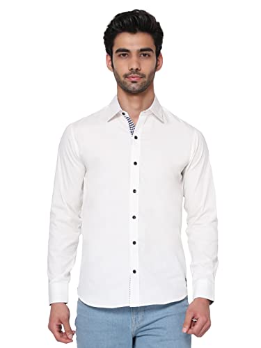 Image of SHIRT THEORY White Solid Cotton Full Sleeves Casual Shirt II Solid Cotton Shirt for Men II Stylish Shirt for Men II Men Casual Shirt II Luxury Shirts for Men ||