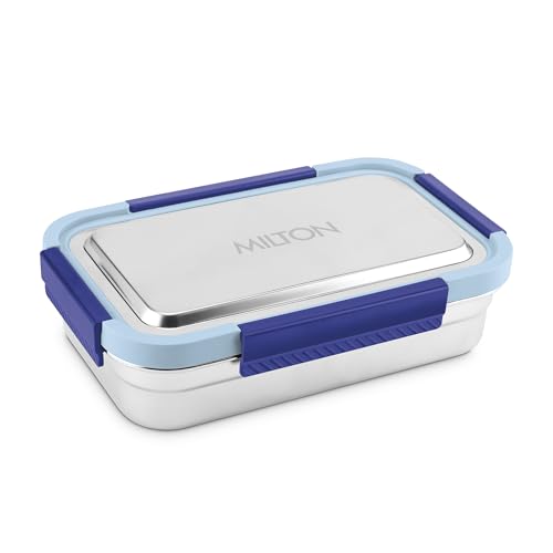 Image of MILTON Modern Meal Jr. Stainless Steel Tiffin, Set of 2 (750 ml,140 ml), Blue | Food Grade | BPA Free | Refrigerator Safe | Odour Free I Durable and Stylish Lunch Box for Home, Office & Travel