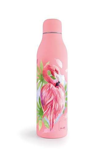 IBILI - Botella Termo para líquidos Smart Flamingo 500 ml, Acero Inoxidable 18/10, Doble pared