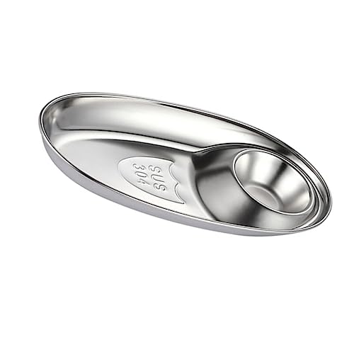 KICHOUSE 1pc 304 Sauce Dish Appetizer Plates Snack Plates Appetizers Household Dipping Plate Blove Sauce Condiments Mini Dip Bowl Dipping Bowl Stainless Steel Dipping Plate Silver re-usable