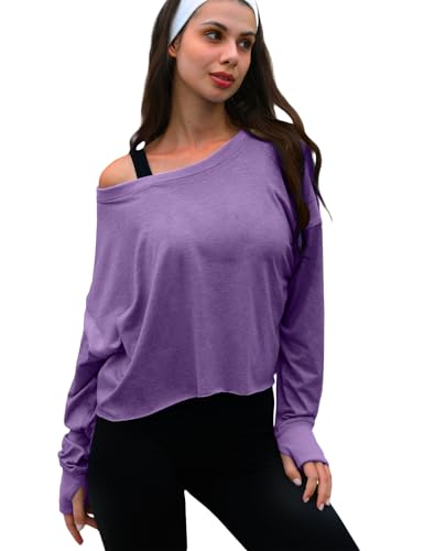 Image of UNIANKIYA Open Back Workout Tops for Women Long Sleeve Cropped Athletic Clothes Gym Running Yoga Low Impact Sports T Shirts