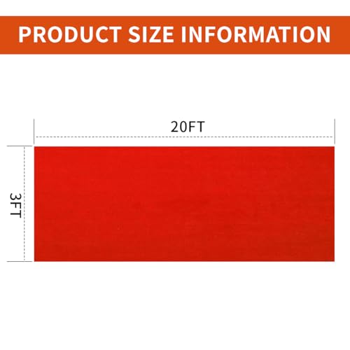 Red Carpet Runner for Partys, 3x20 Feet 451 GSM Extra Thick Non-Slip Waterproof Aisle Rug for Weddings, Events, Banquets, Hollywood Runway & Proposal