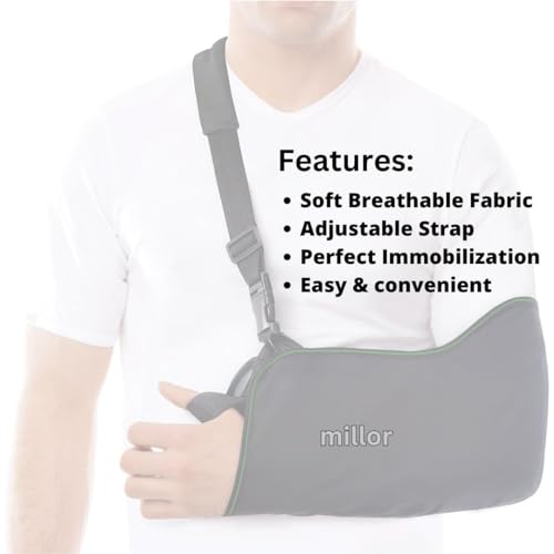 Image of Arm Sling Pouch Belt, Arm Brace Immobilizer with Elbow Support for Fracture, Sprain, Dislocation and Pain Relief, M, Black (L, Black)