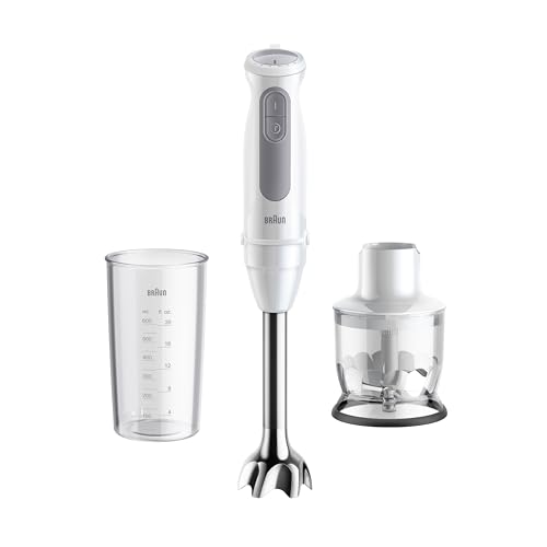 Braun MultiQuick 5 MQ50.201M, Mixeur Plongeant Technologie PowerBell Plus, 21 Vitesses & Turbo, Système EasyClick Plus, Tige Acier Inoxydable Hachoir 350ml et...