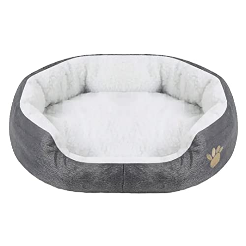 Best Dog Supplies Comfy Pet Bed - Medium Size (24"x20") - Paw Sign Orthopedic Memory Foam Round Shape - Great for Pets – Grey Medium (24"x20")