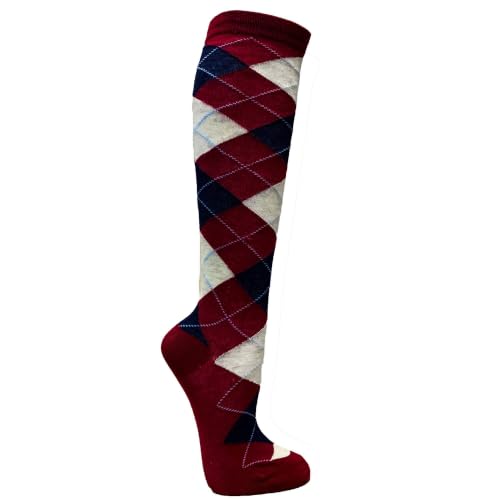 Image of Couver Women's Argyle Knee High Socks - Soft Acrylic Over the Calf Tube Style Socks for Casual Athletic - One Size