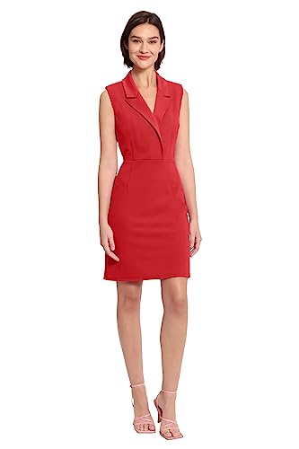 Image of Donna Morgan Women's Lapel Collared Career Sheath Dress Office Workwear Desk to Dinner Event Reception Ceremony
