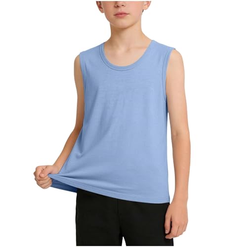 Tank Tops Boys Crew Neck Sleeveless Athletic Vest Soft Breathable Underwear for Kids Casual Summer 2026 Size 1-15T Blue boy Shirts Size 3-4