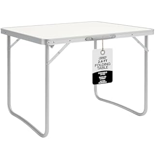 ZENO Folding Table 2.6ft | Standing Table for Camping | Hiking | Picnic Table | Aluminium Alloy Office Computer Desks with Carry Handle | 80CM