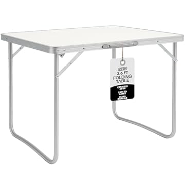 ZENO Folding Table 2.6ft | Standing Table for Camping | Hiking | Picnic Table | Aluminium Alloy Office Computer Desks with Carry Handle | 80CM