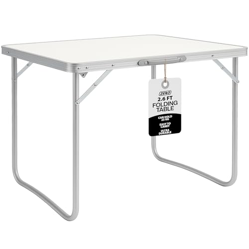 ZENO Folding Table 2.6ft | Standing Table for Camping | Hiking | Picnic Table | Aluminium Alloy Office Computer Desks with Carry Handle | 80CM