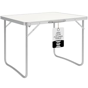 ZENO Folding Table 2.6ft | Standing Table for Camping | Hiking | Picnic Table | Aluminium Alloy Office Computer Desks with Carry Handle | 80CM