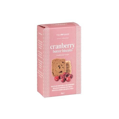 TEA SHOP - Galletas de Arándanos Rojos 75 g - Receta Tradicional Holandesa de Mantequilla - Para acompañar té, infusiones o café