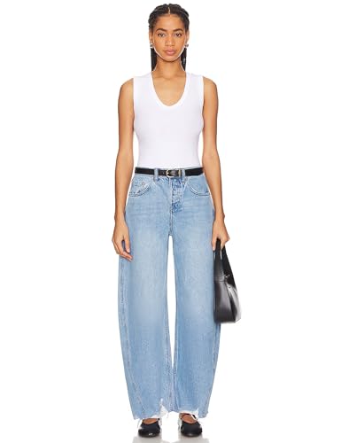 Barrel Jeans Women Trendy Baggy High Waisted Wide Leg Cropped Stretch Ankle Ripped Horseshoes Denim Pants 20254