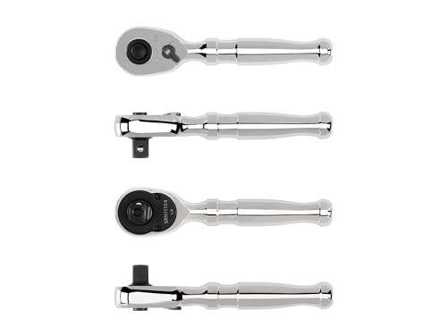TEKTON 3/8-Inch Drive x 4-1/2-Inch Quick-Release Ratchet, Silver, 3/8 Inch Drive x 4-1/2 Inch - Image 2