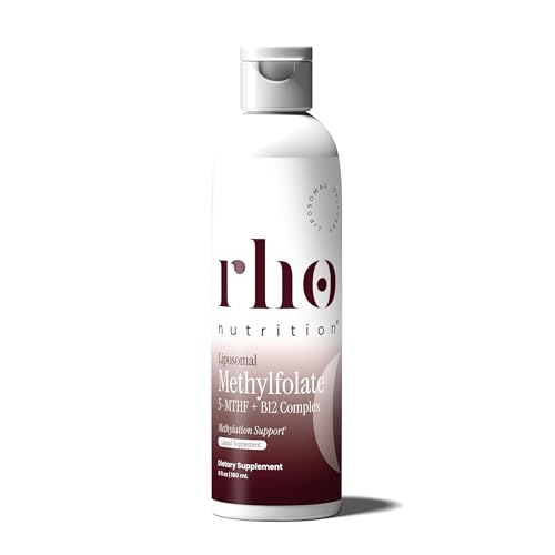 Rho Nutrition Liposomal Methylfolate 5-MTHF + B12 Complex Ultra High Absorption Bioactive Liquid Methylated Folate & B12 Supports Methylation Energy Production Mood & Cellular Health