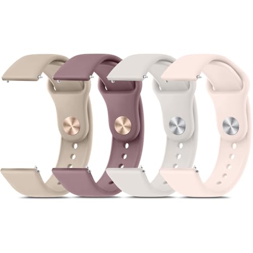 4 Pack Silicone Watch Bands, 20mm 22mm Quick Release Soft Sport Replacement Watch Strap for Women...