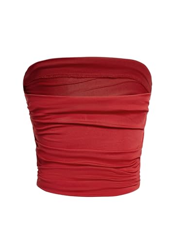 Image of Milumia Girl's 2 Pack Tube Top Ruched Strapless Sleeveless Bandeau Tops