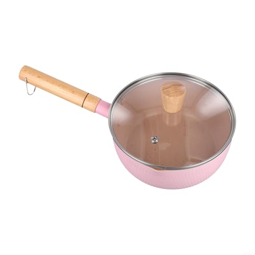 Gettimore Maifan Stone - Cazo antiadherente con tapa de cristal, 18/20 cm, para cocina, color negro